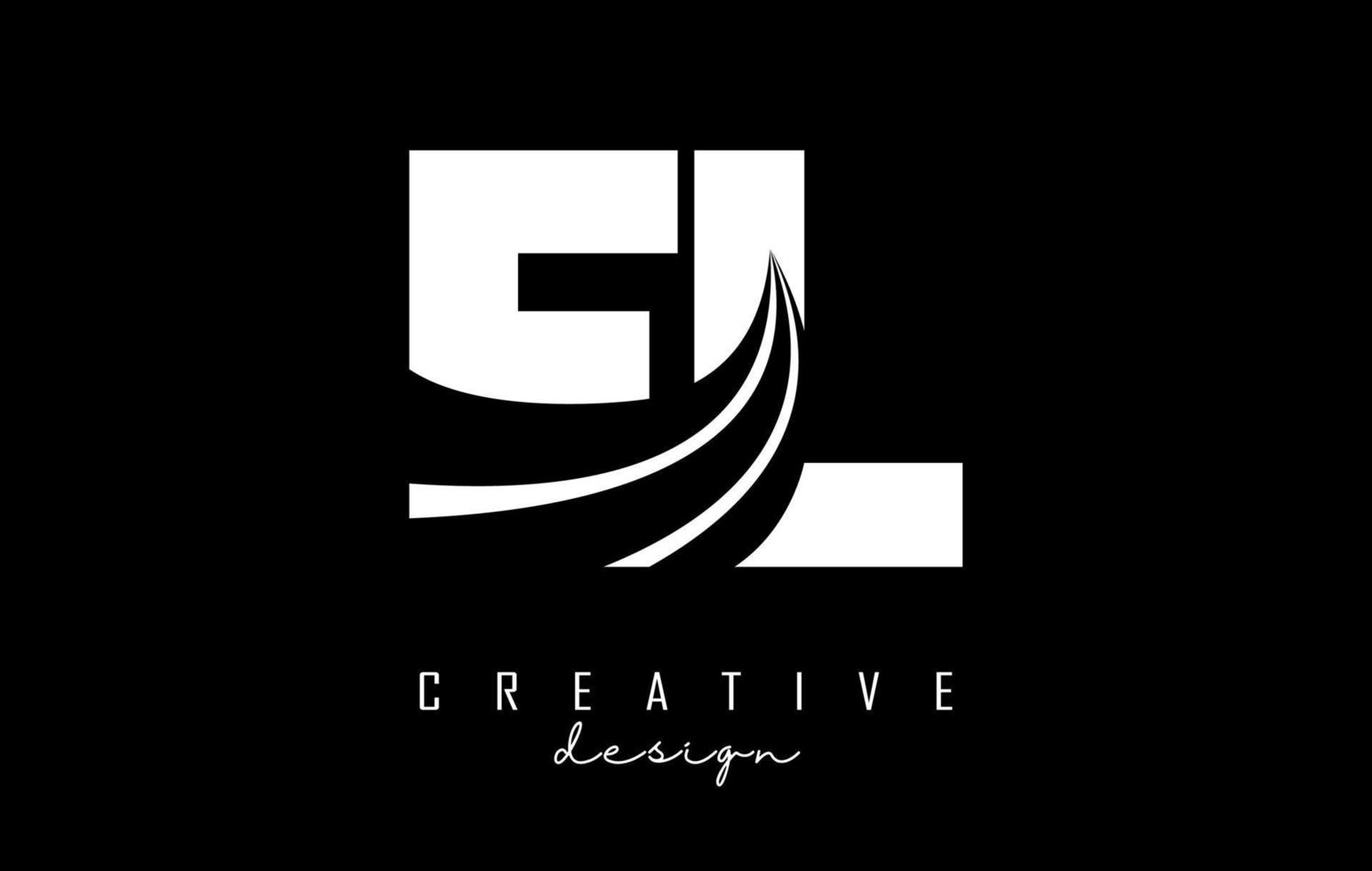 Creative white letters EL e l logo with leading lines and road concept design. Letters with geometric design. vector