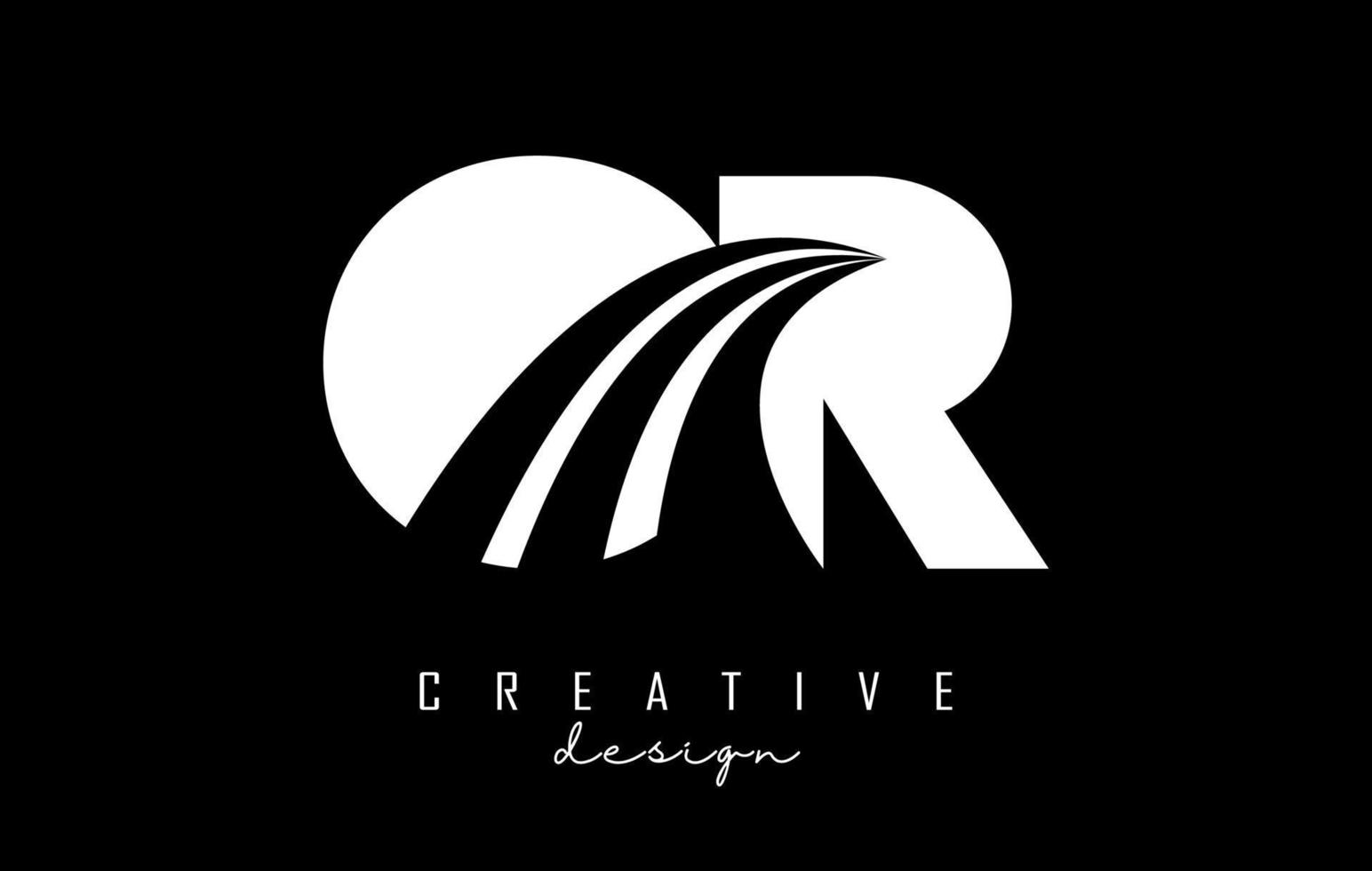 letras blancas creativas o logotipo con líneas principales y diseño de concepto de carretera. letras con diseño geométrico. vector