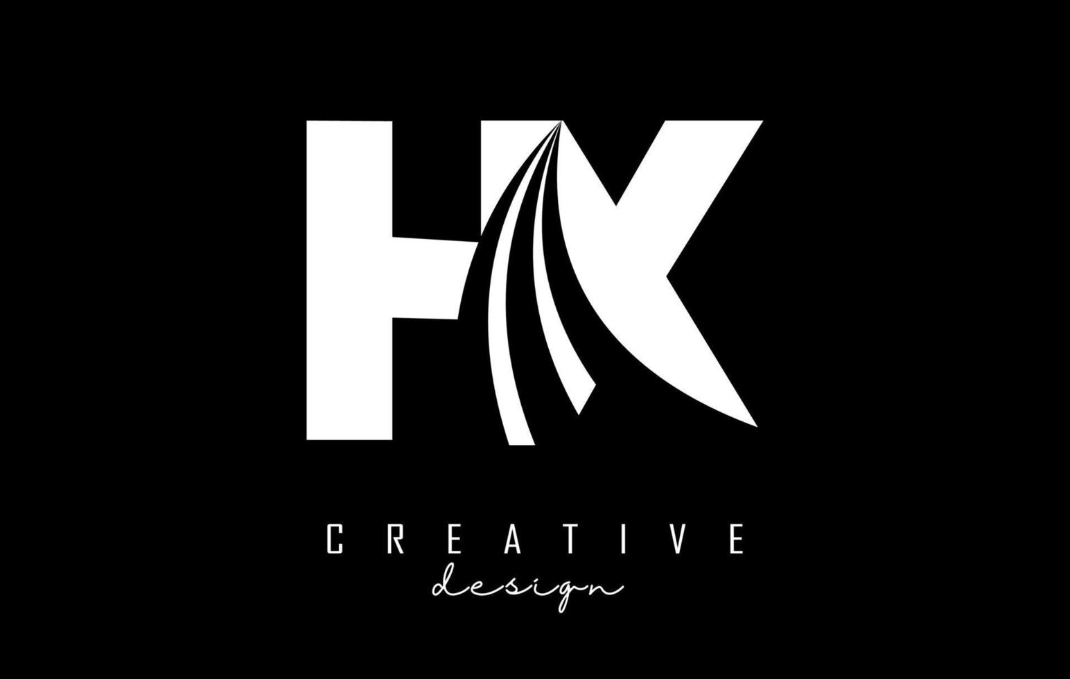 Creative white letters HX h x logo with leading lines and road concept design. Letters with geometric design. vector