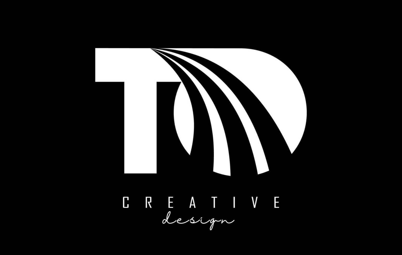 Creative white letters TO t o logo with leading lines and road concept design. Letters with geometric design. vector