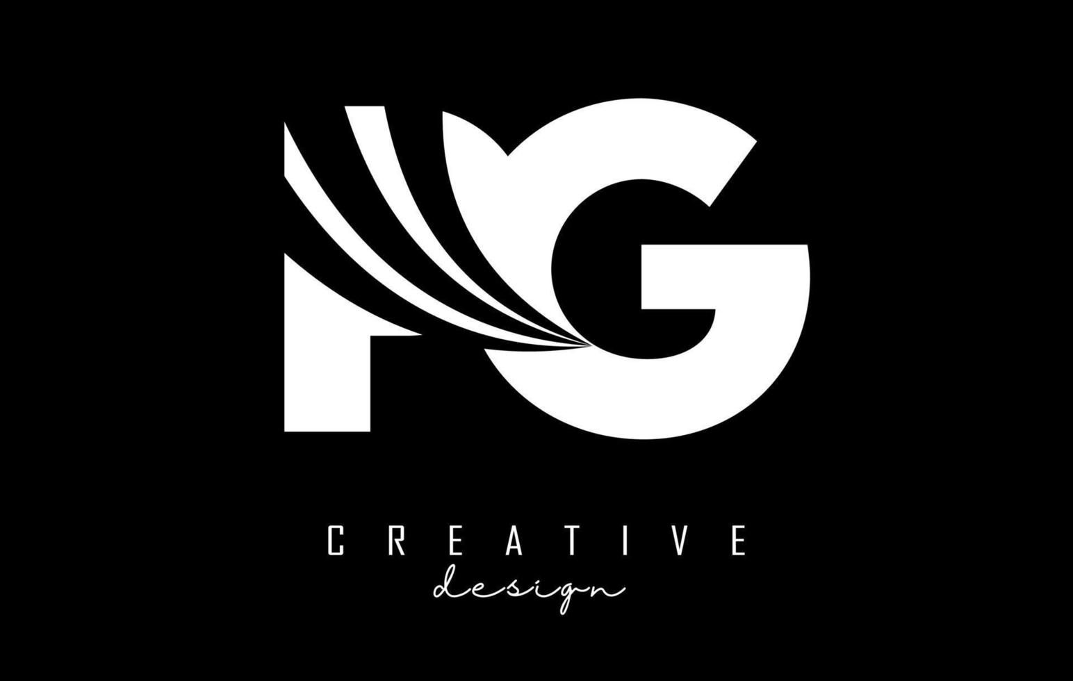 Creative white letters PG p g logo with leading lines and road concept design. Letters with geometric design. vector