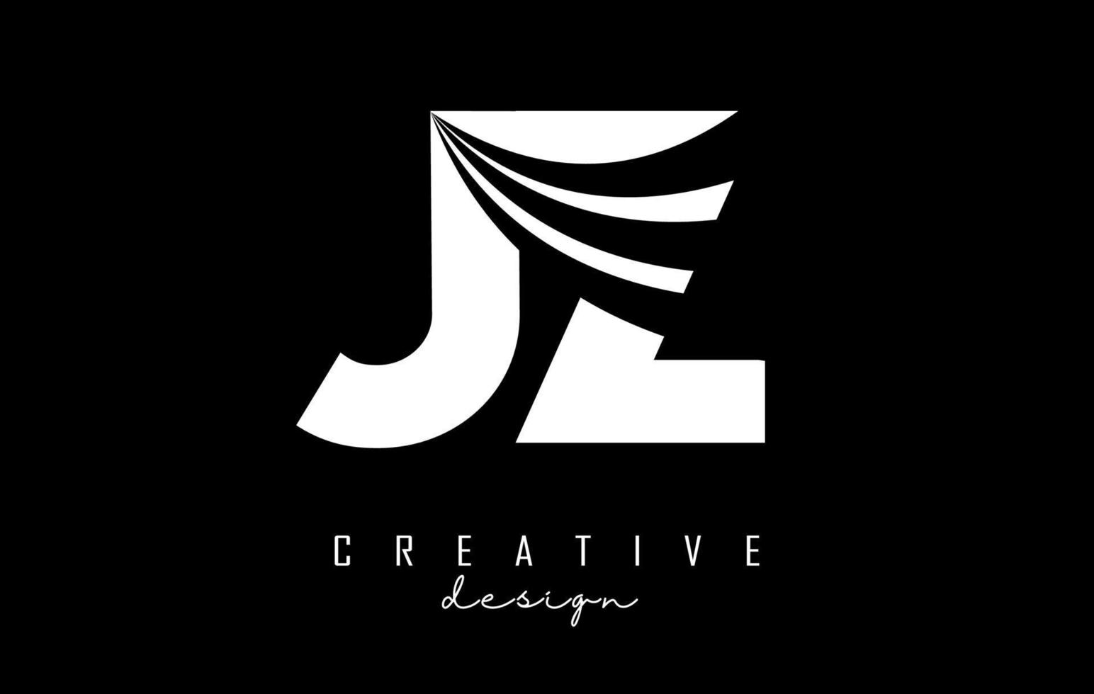 Creative white letters JZ j z logo with leading lines and road concept