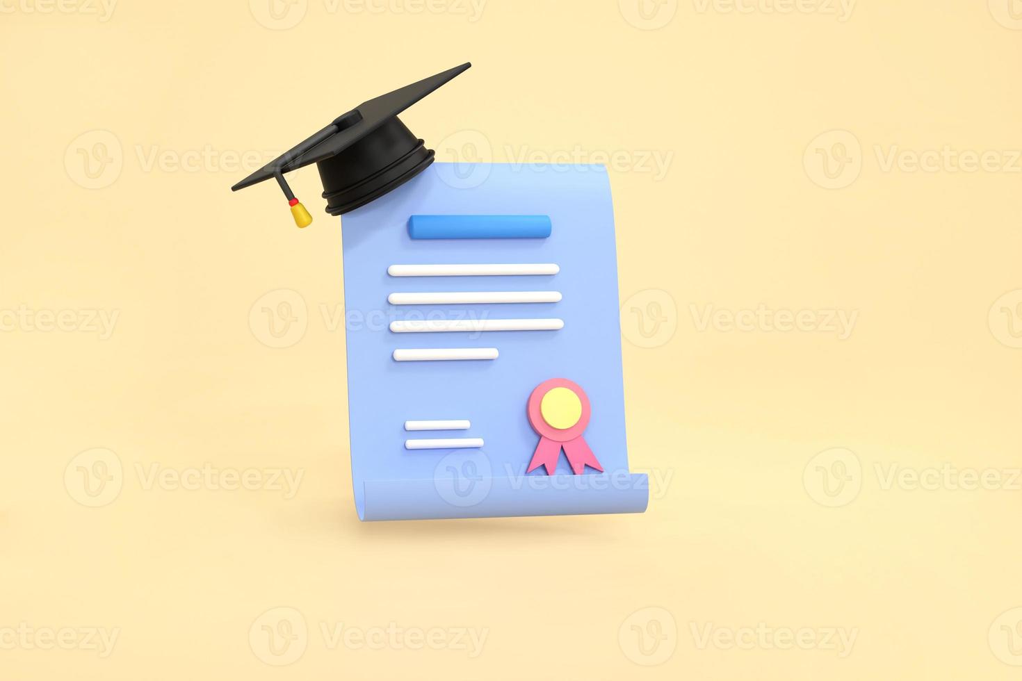 Achievement, award, grant, diploma concepts. graduation certificate with stamp and ribbon bow. photo