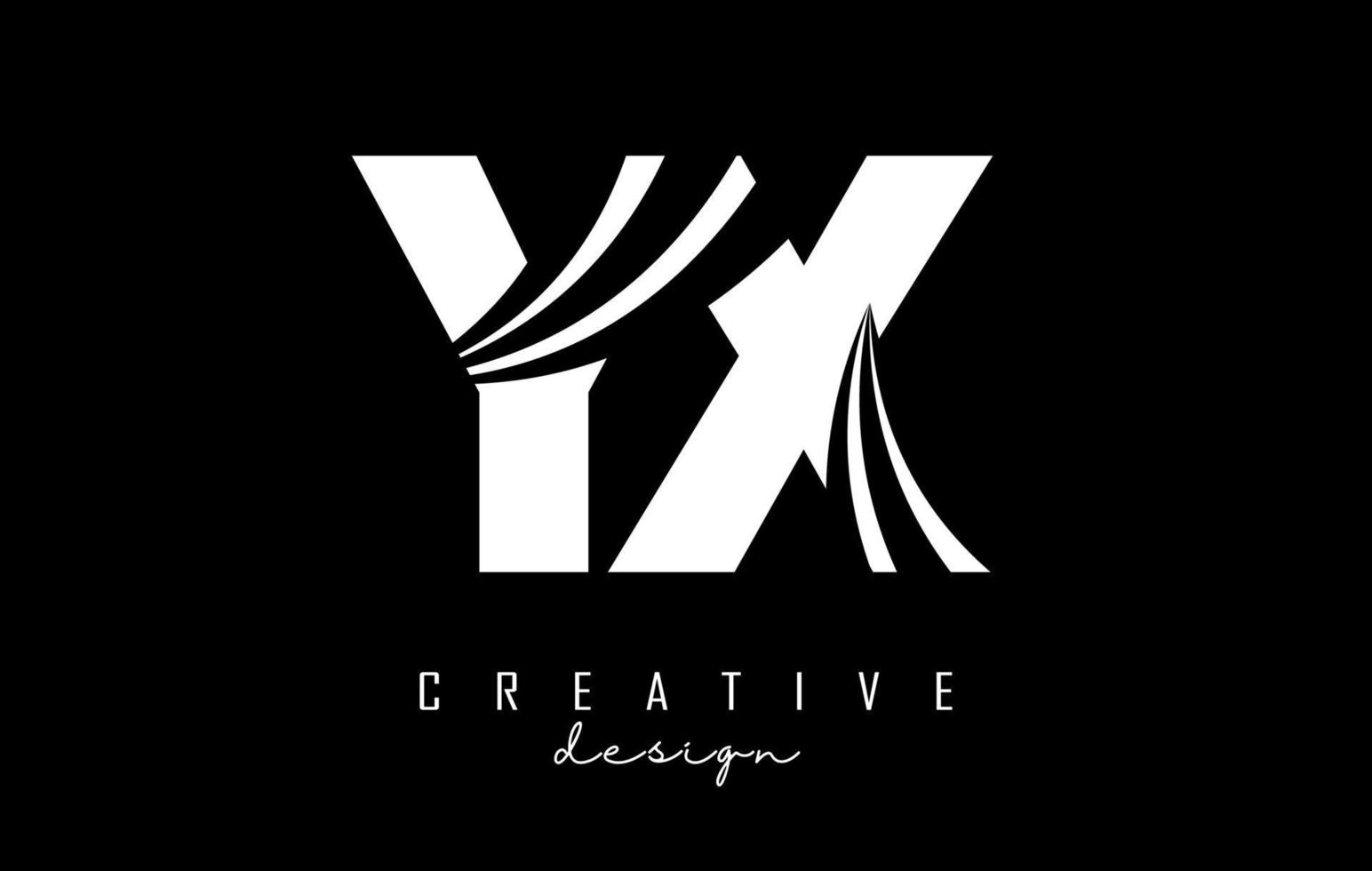 Creative white letters YX y x logo with leading lines and road concept design. Letters with geometric design. vector