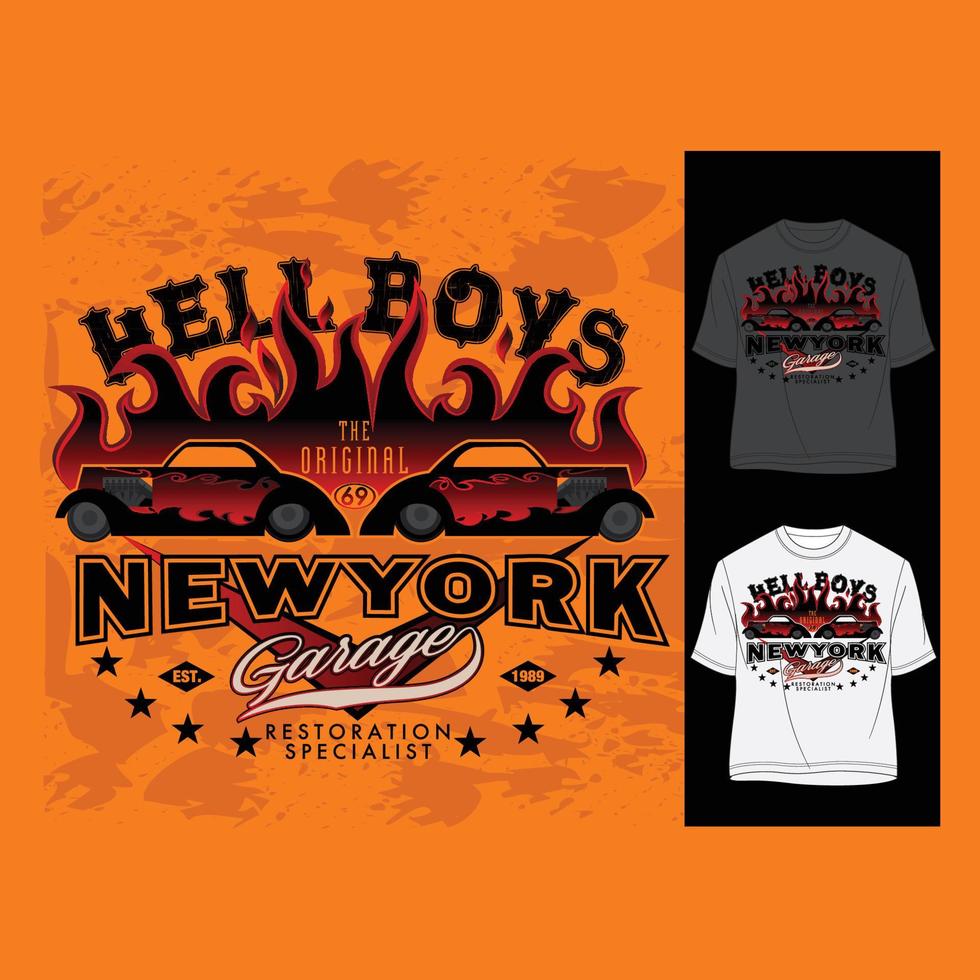 HellBoys newyork Garage T Shirt Design vector
