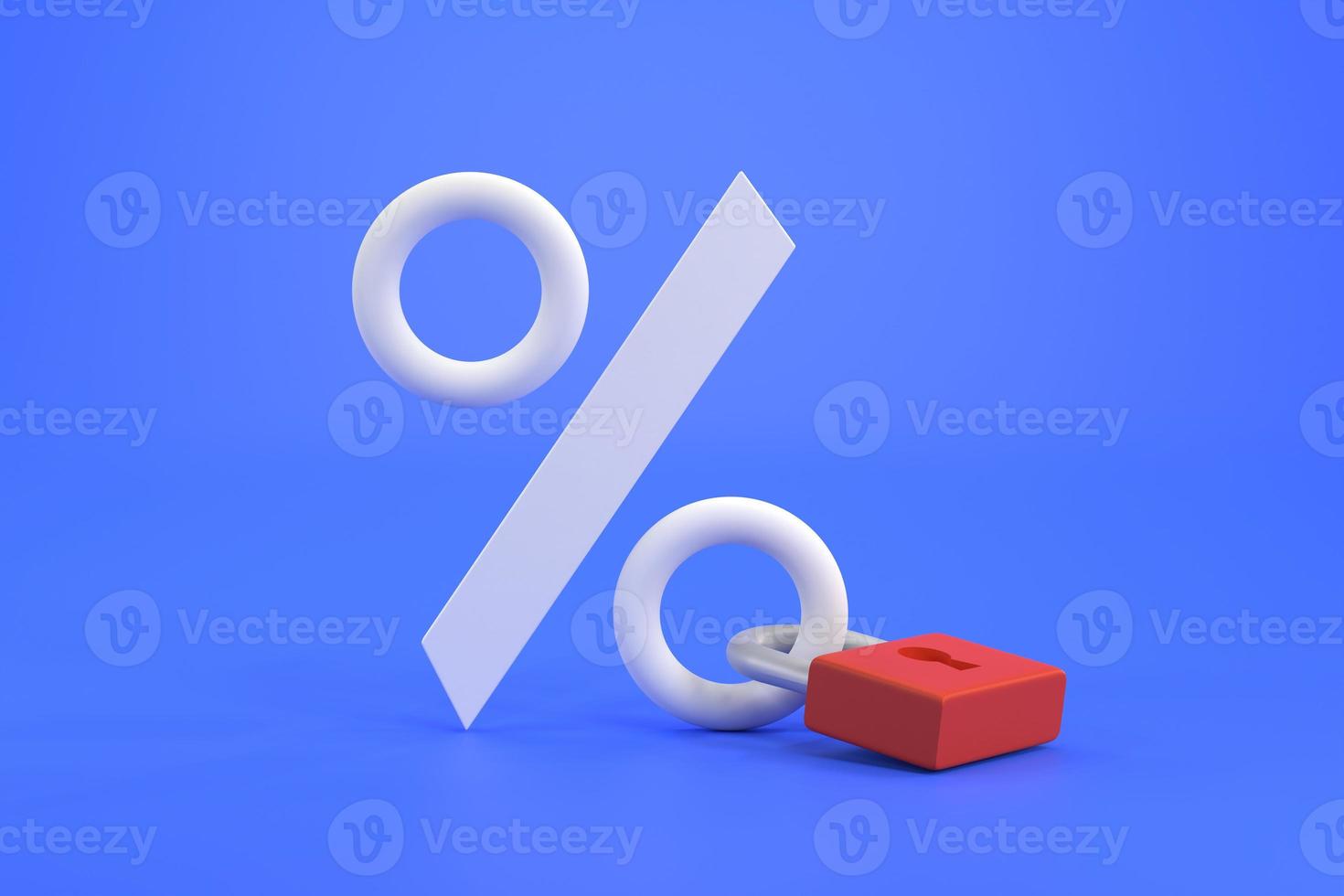 3D. percentage sign locked with keypad lock with copy space.  creative concept promotion. photo