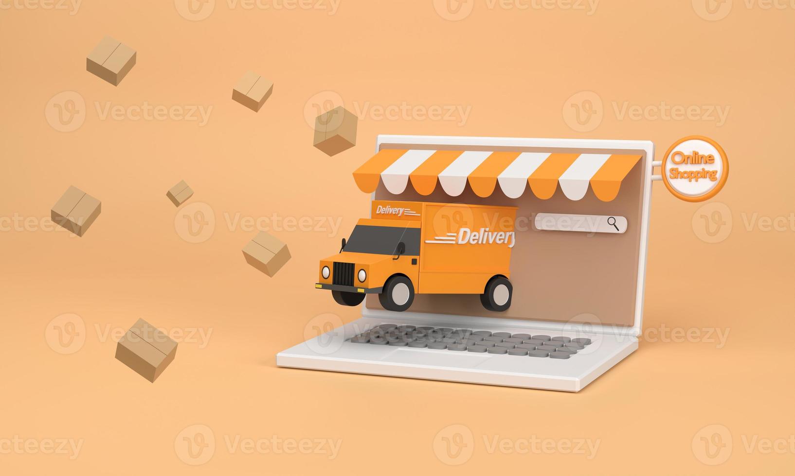 E-commerce concept, Shopping online and delivery service on computer application. photo