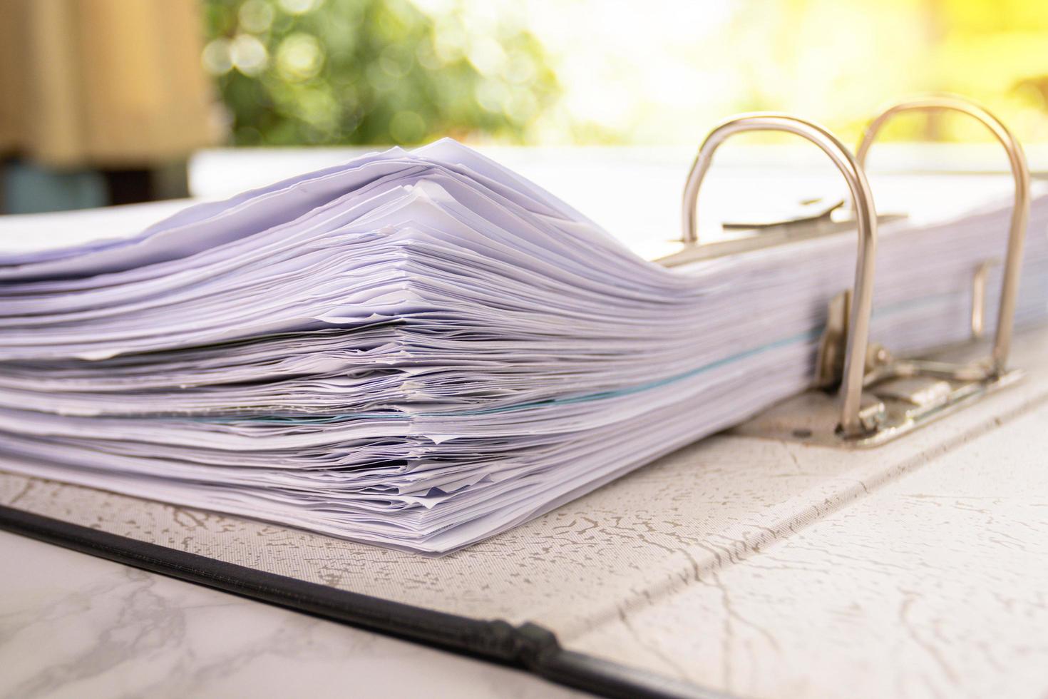 close up - Stack paper file in the files folder of business photo