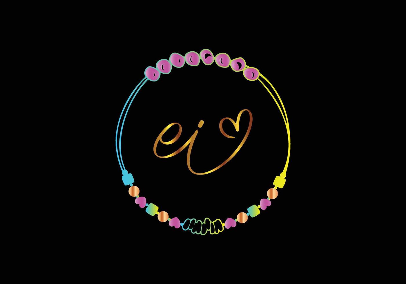 EI Monograms bracelet design, jewelry, wedding vector template