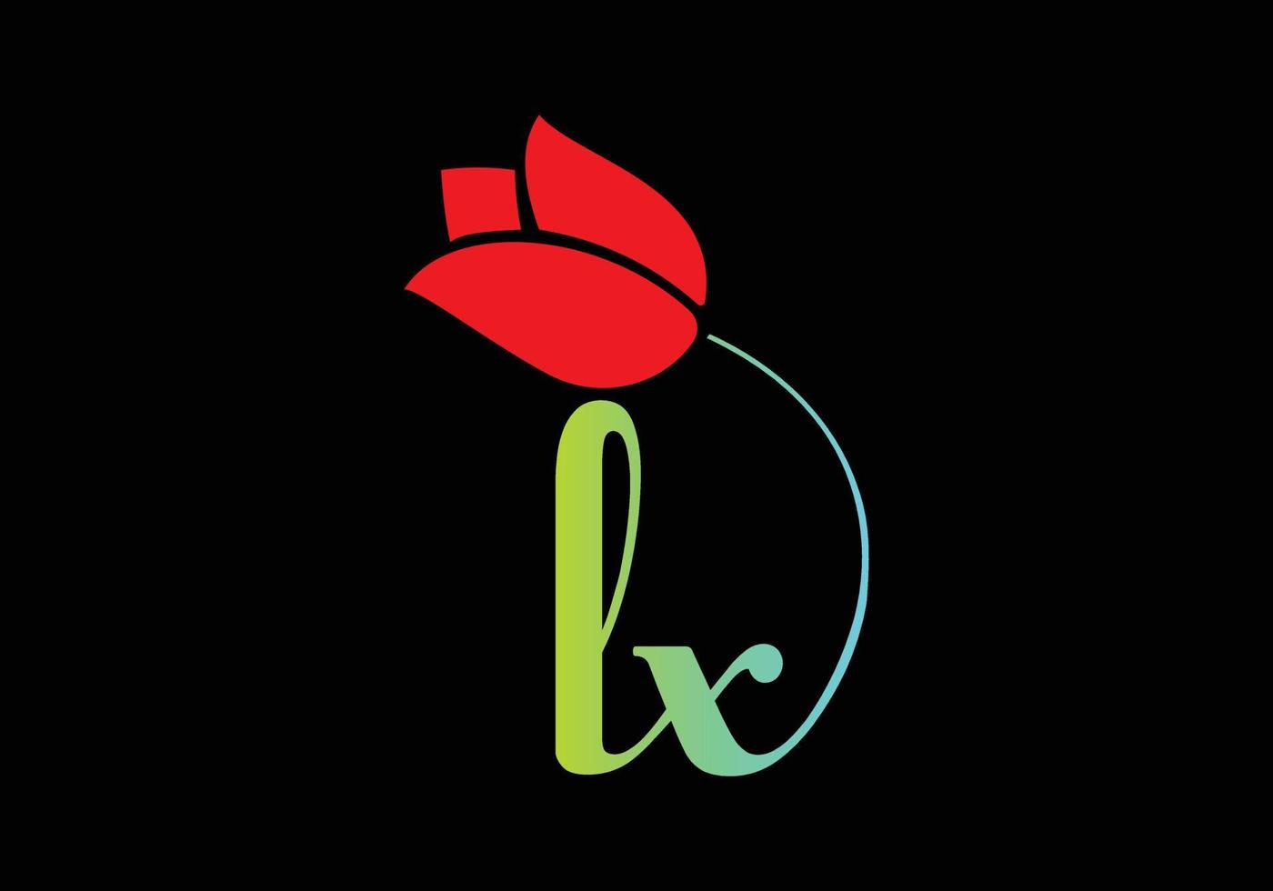 logotipo de rosa de monogramas lx, plantilla de vector de belleza de spa de cosméticos de lujo