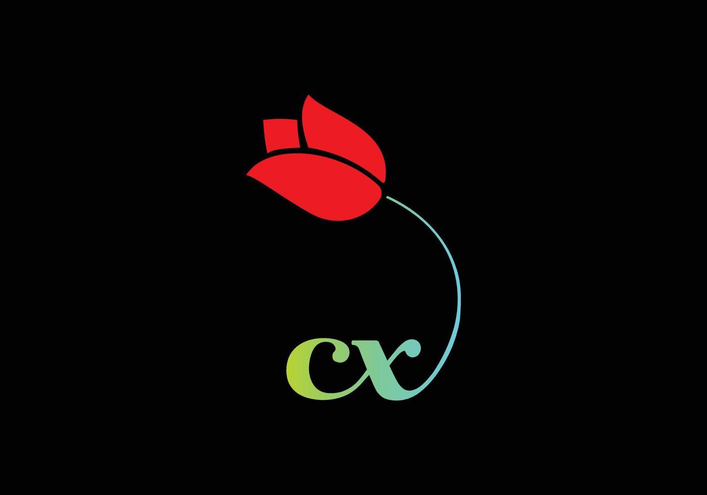 logotipo de rosa de monogramas cx, plantilla de vector de belleza de spa de cosméticos de lujo