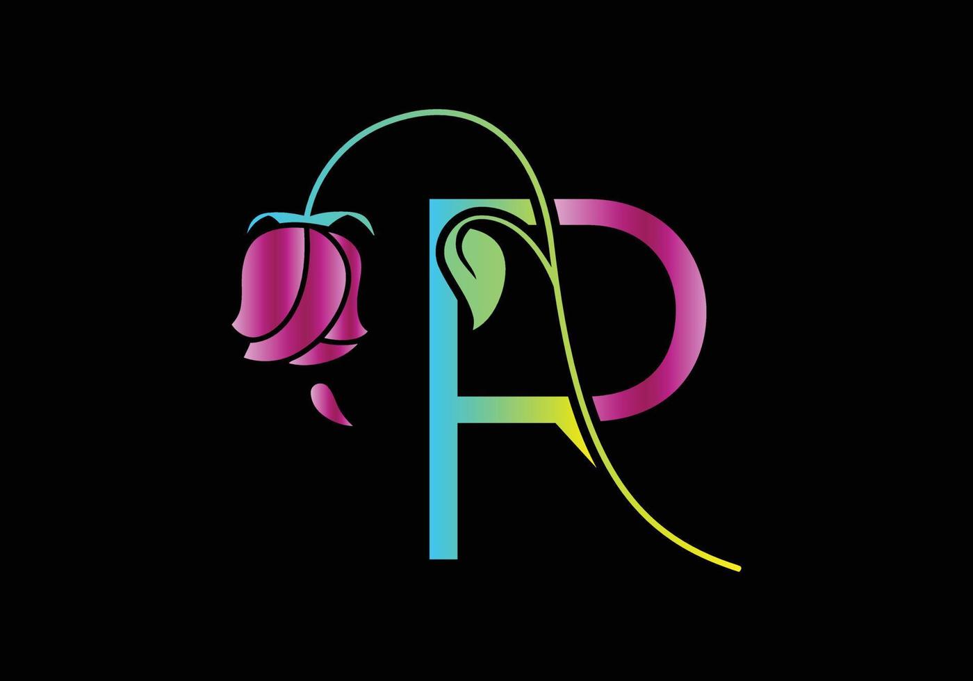 r monogramas logotipo de rosa, plantilla de vector de belleza de spa de cosméticos de lujo