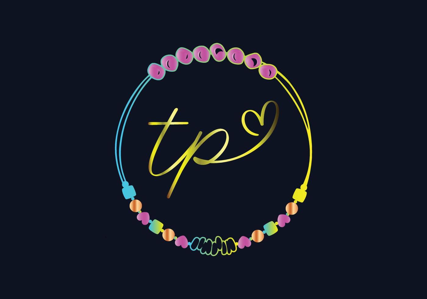 TP Monograms bracelet design, jewelry, wedding vector template