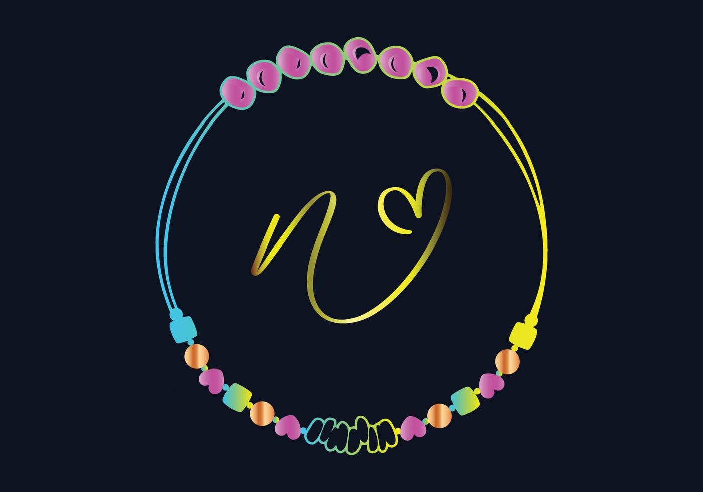 N Monograms bracelet design, jewelry, wedding vector template