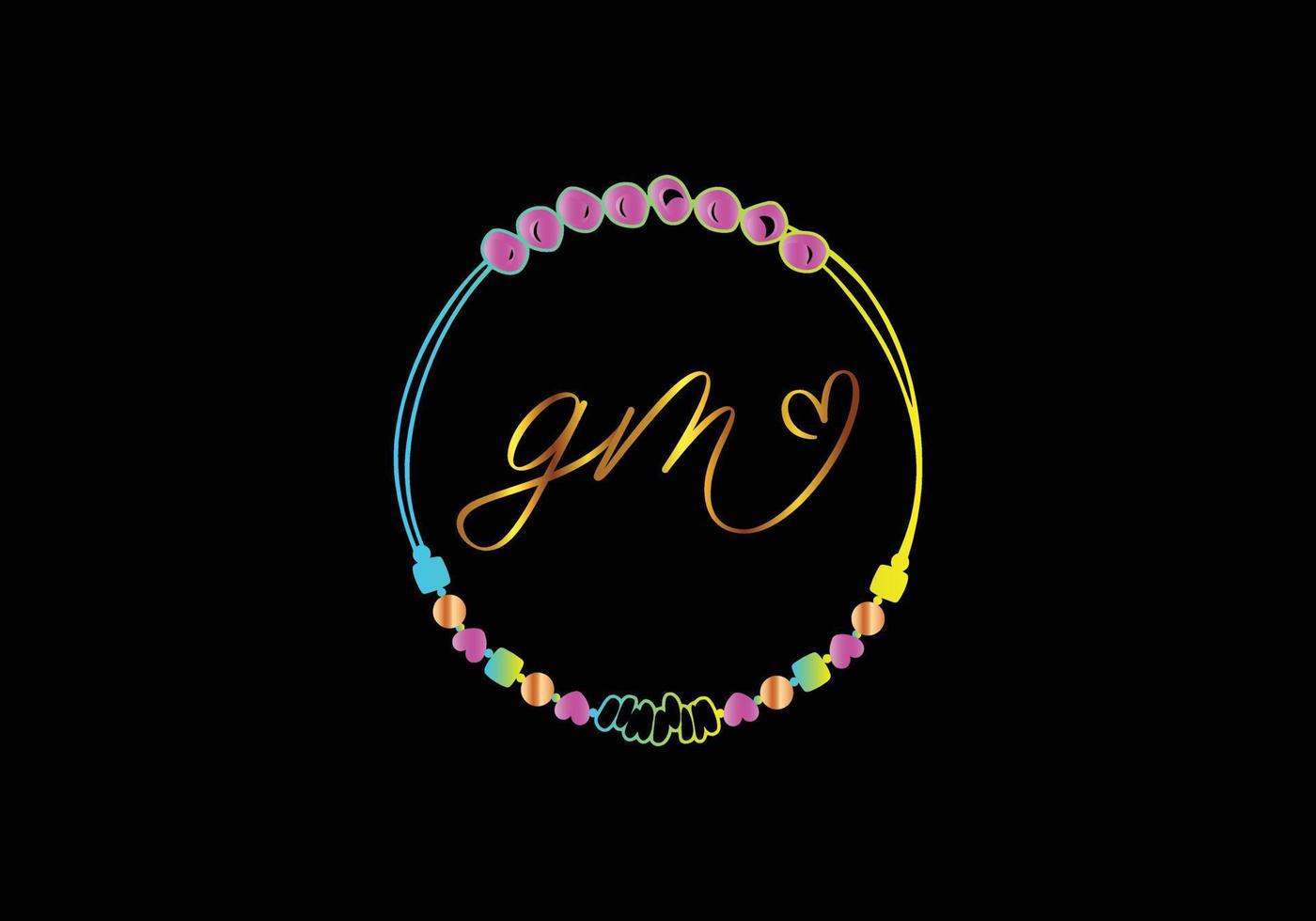 GM Monograms bracelet design, jewelry, wedding vector template