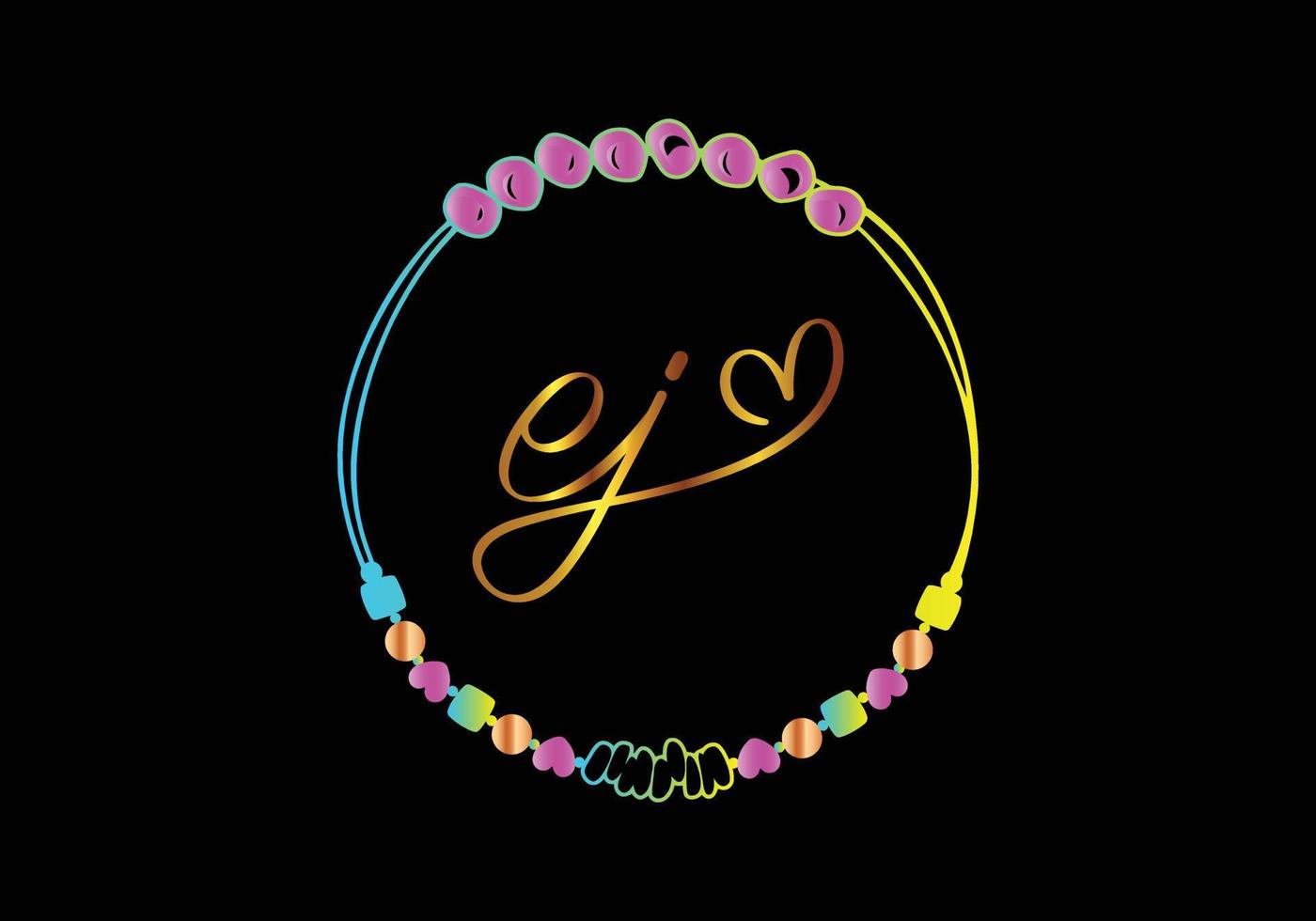 EJ Monograms bracelet design, jewelry, wedding vector template