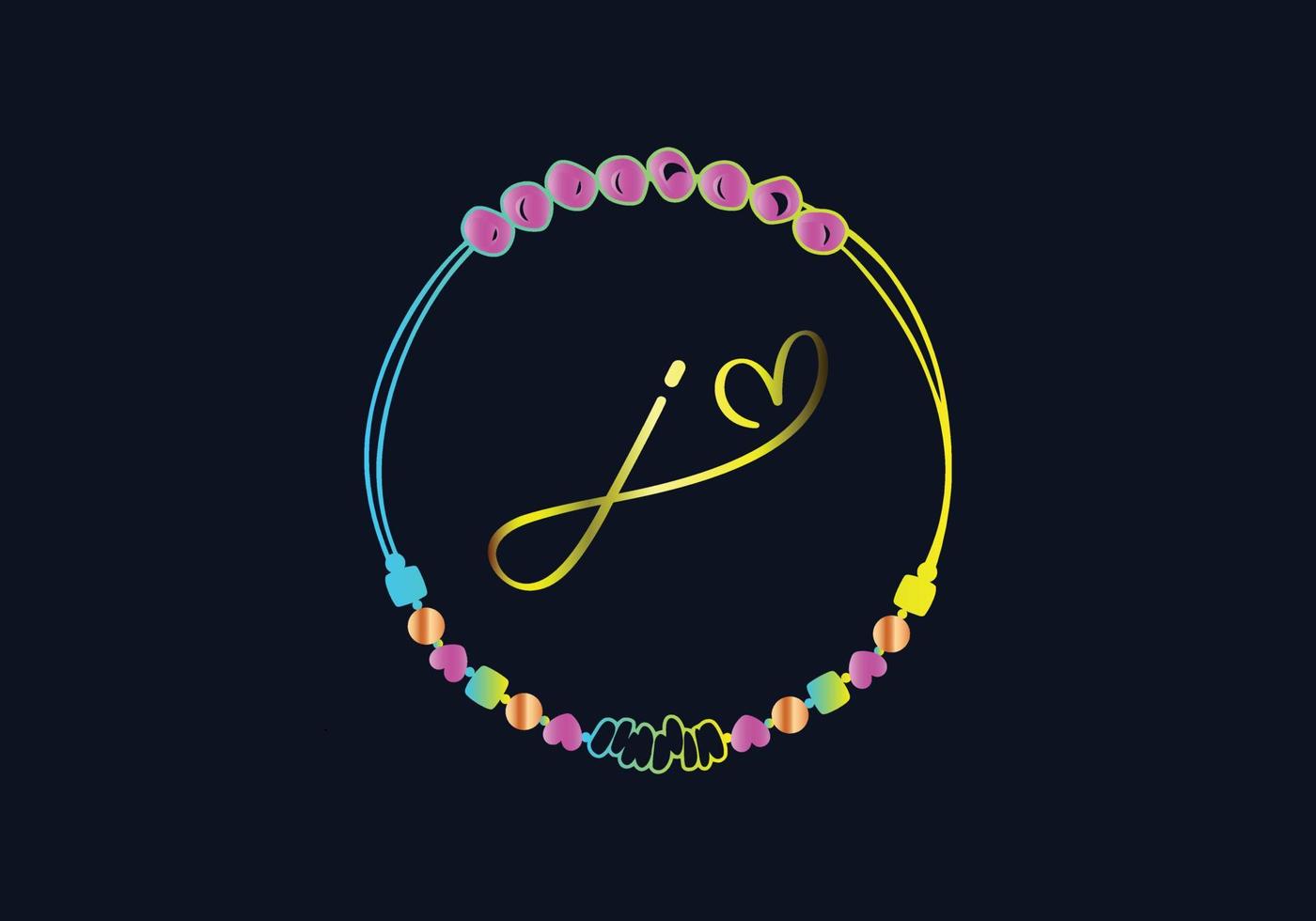 diseño de pulsera de monogramas j, joyería, plantilla de vector de boda