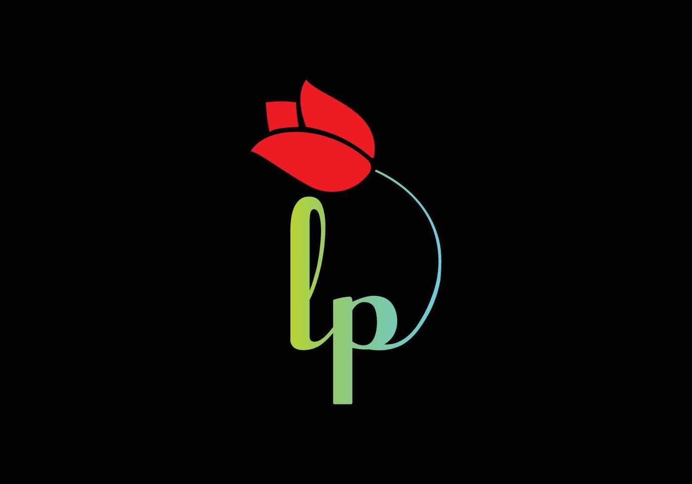 logotipo de rosa de monogramas lp, plantilla de vector de belleza de spa de cosméticos de lujo