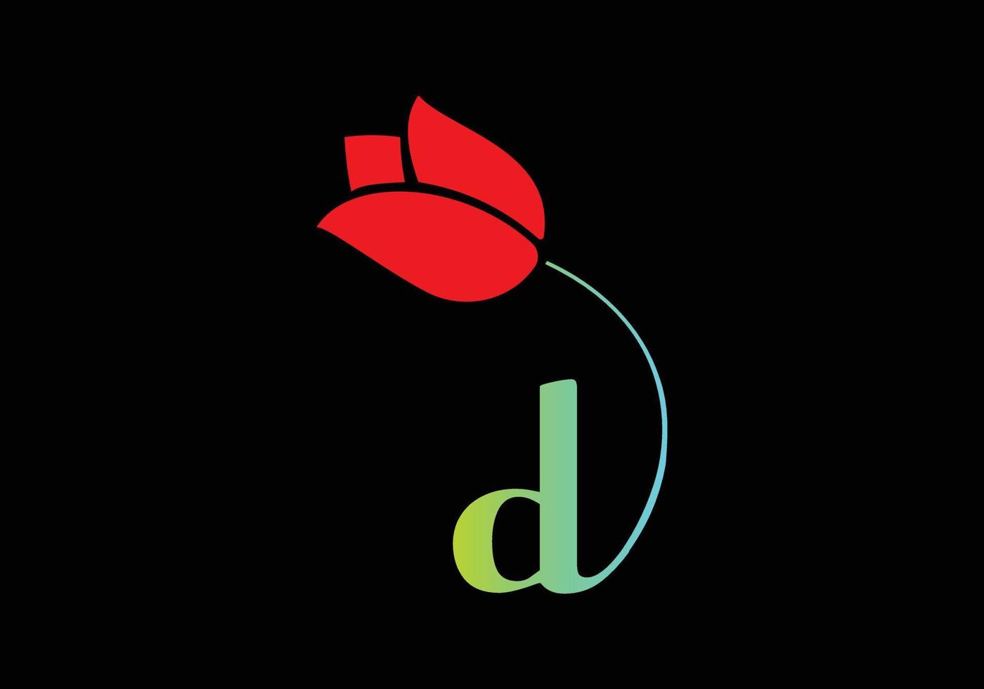 d monograms rose logo, plantilla de vector de belleza de spa de cosméticos de lujo