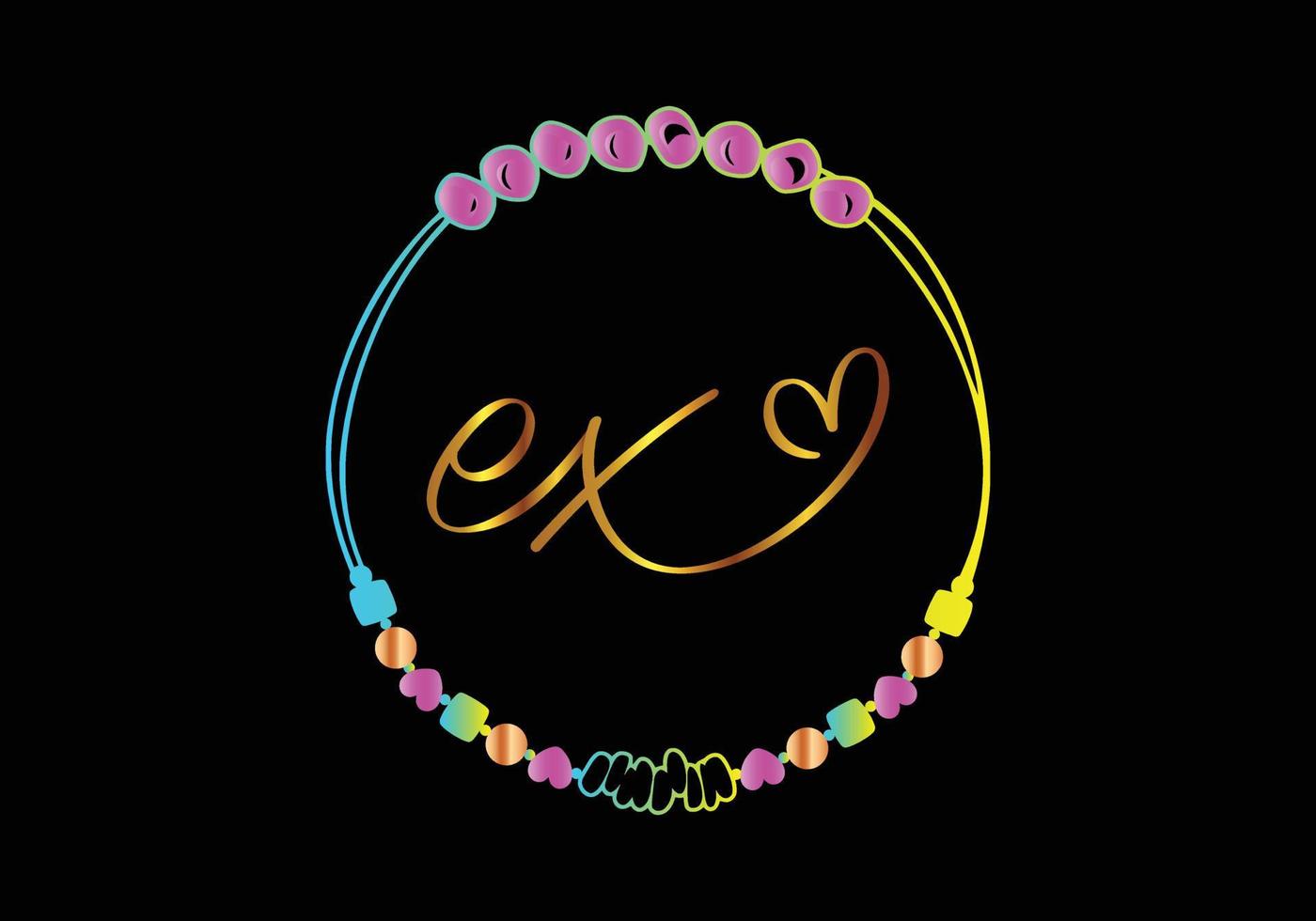 EX Monograms bracelet design, jewelry, wedding vector template