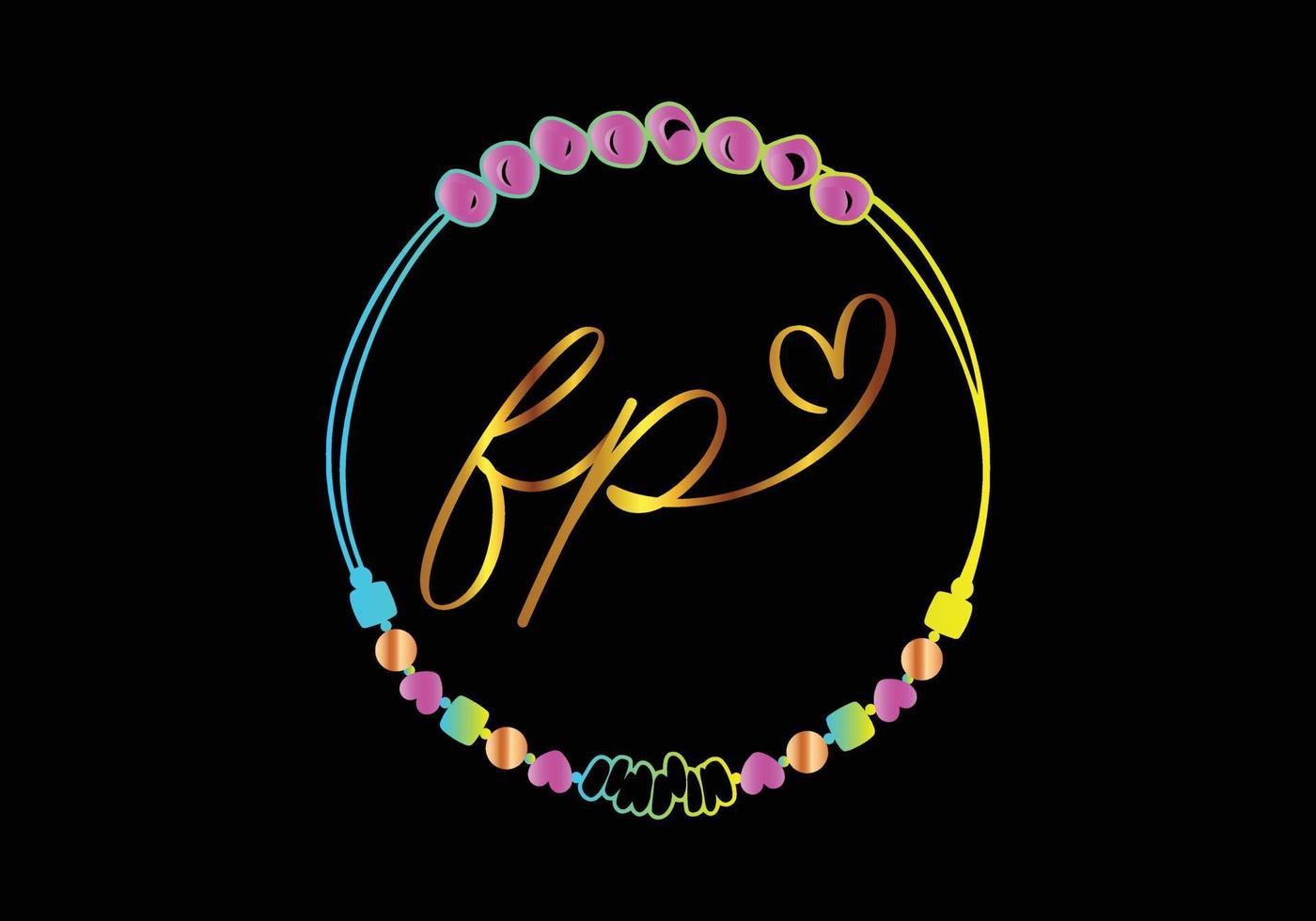 FP Monograms bracelet design, jewelry, wedding vector template