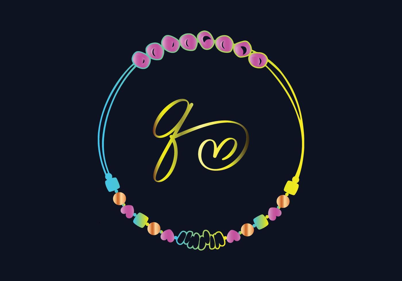 Q Monograms bracelet design, jewelry, wedding vector template