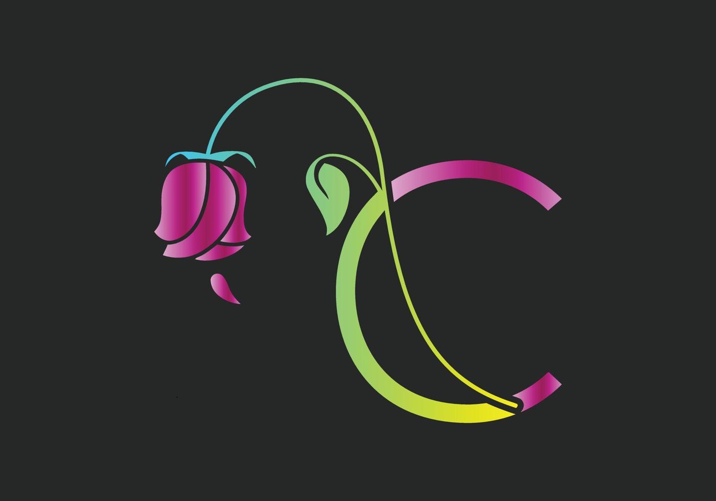 C Monograms Rose logo, Luxury Cosmetics Spa Beauty vector template