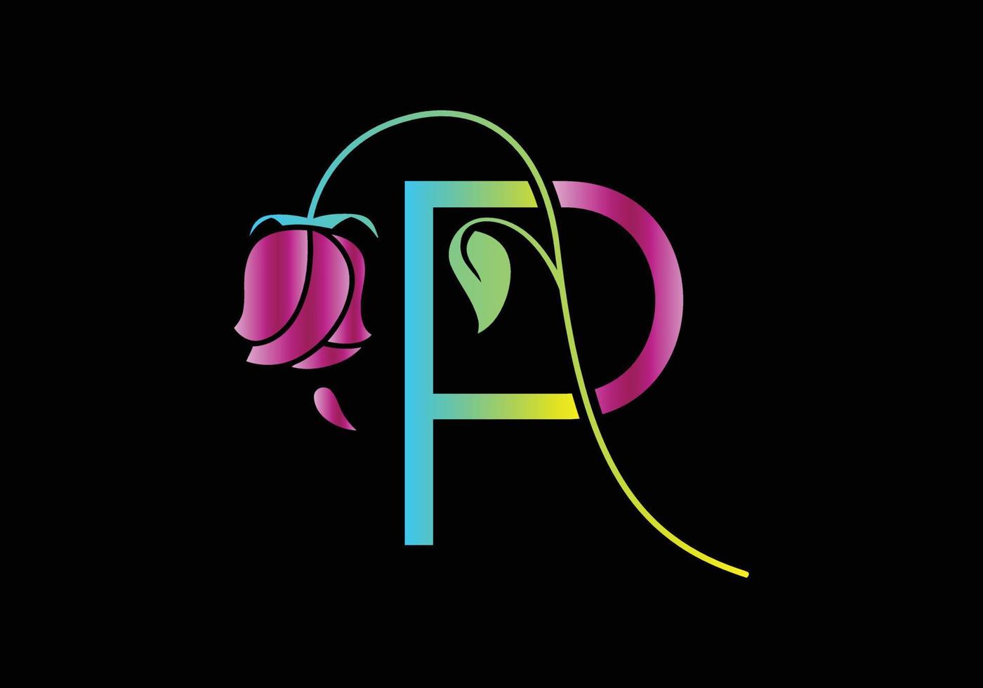 P Monograms Rose logo, Luxury Cosmetics Spa Beauty vector template