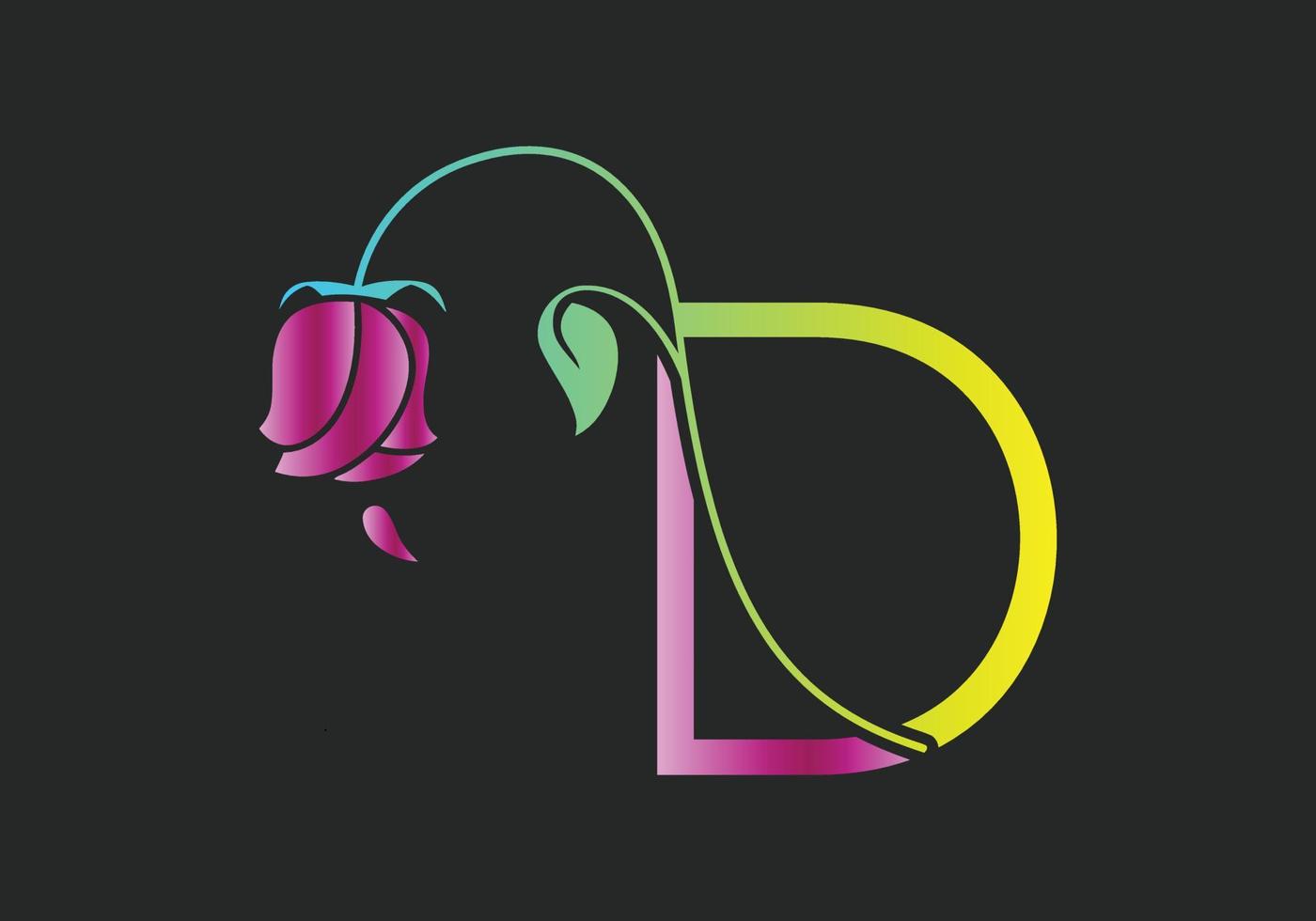 d monograms rose logo, plantilla de vector de belleza de spa de cosméticos de lujo