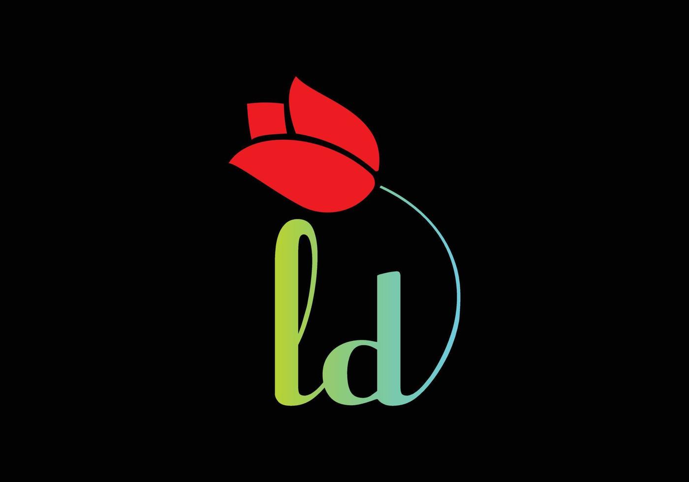 logotipo de rosa de monogramas ld, plantilla de vector de belleza de spa de cosméticos de lujo