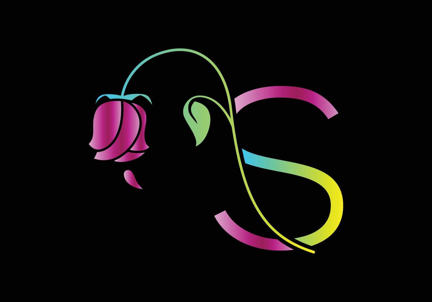 S Monograms Rose logo, Luxury Cosmetics Spa Beauty vector template