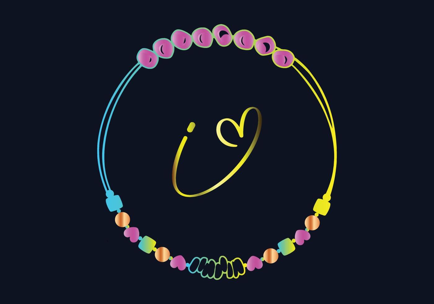 I Monograms bracelet design, jewelry, wedding vector template