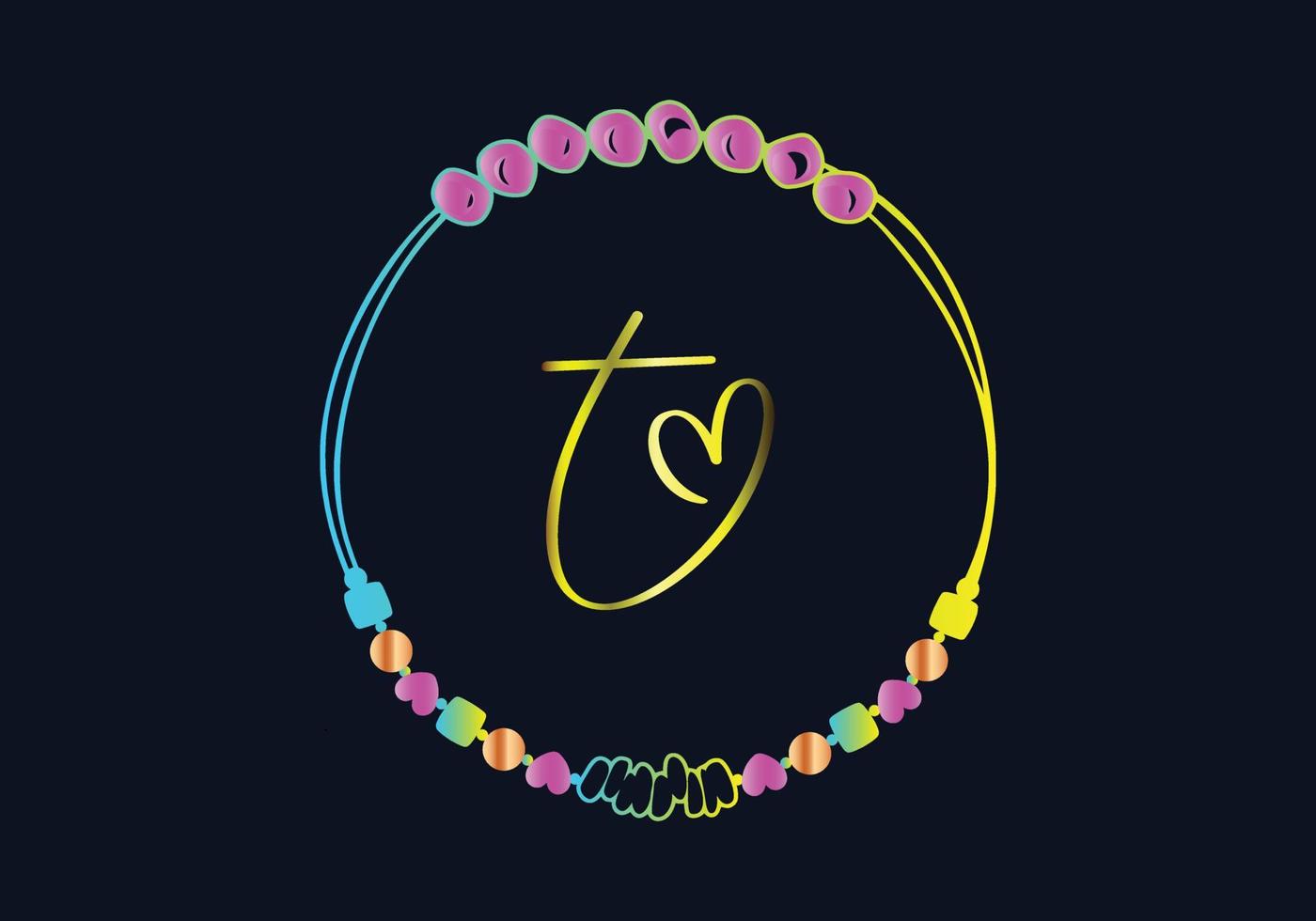 T Monograms bracelet design, jewelry, wedding vector template