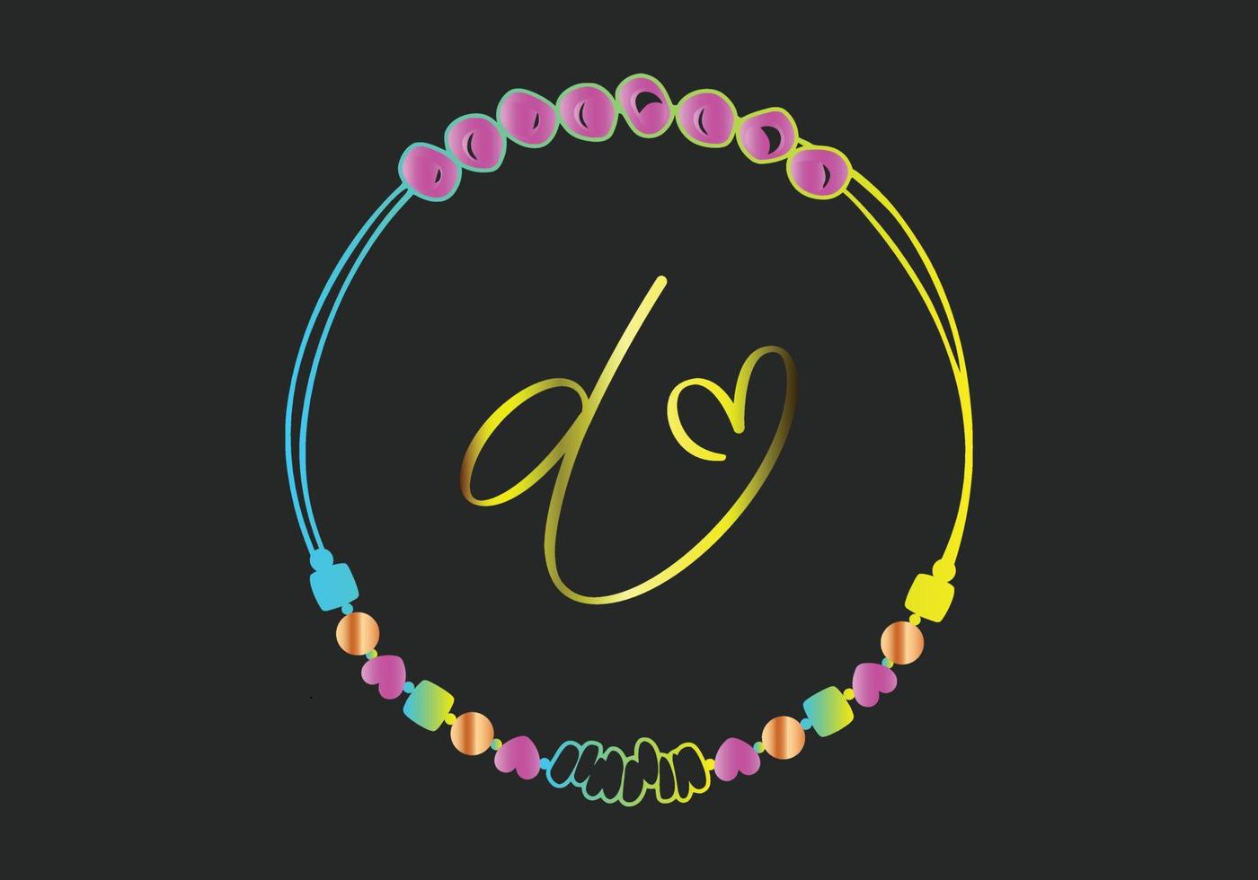 D Monograms bracelet design, jewelry, wedding vector template