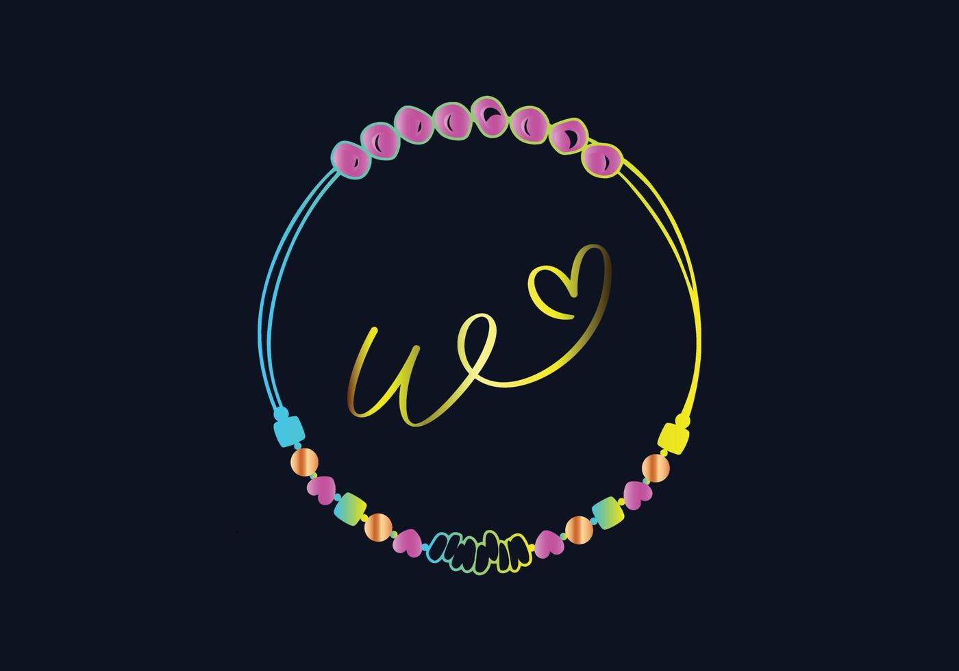 w diseño de pulsera de monogramas, joyería, plantilla de vector de boda