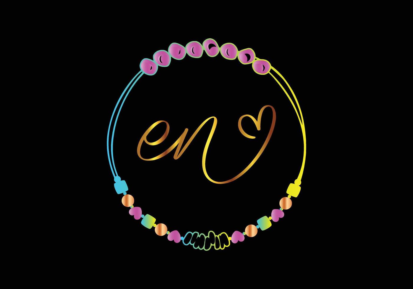 EN Monograms bracelet design, jewelry, wedding vector template