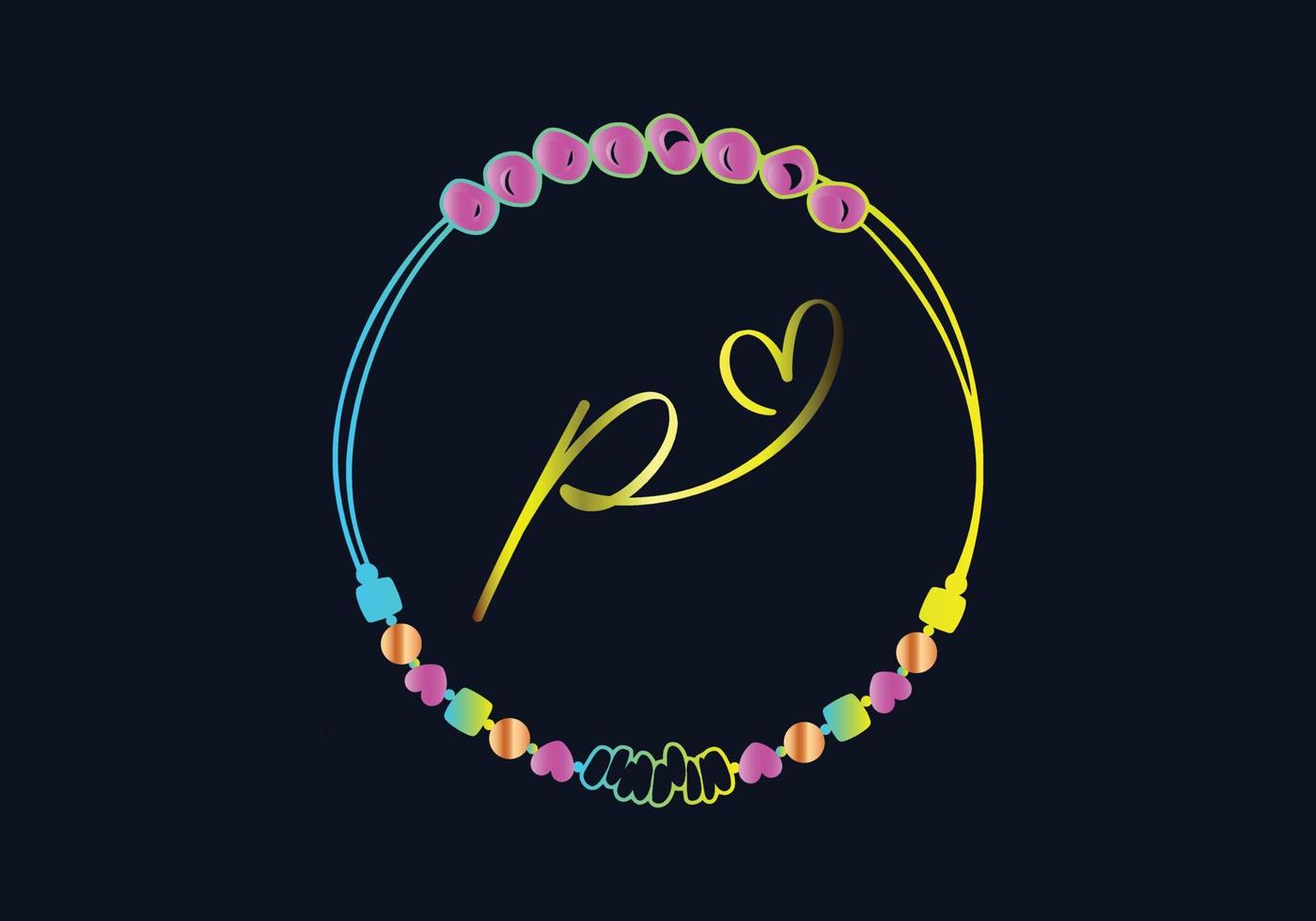 P Monograms bracelet design, jewelry, wedding vector template