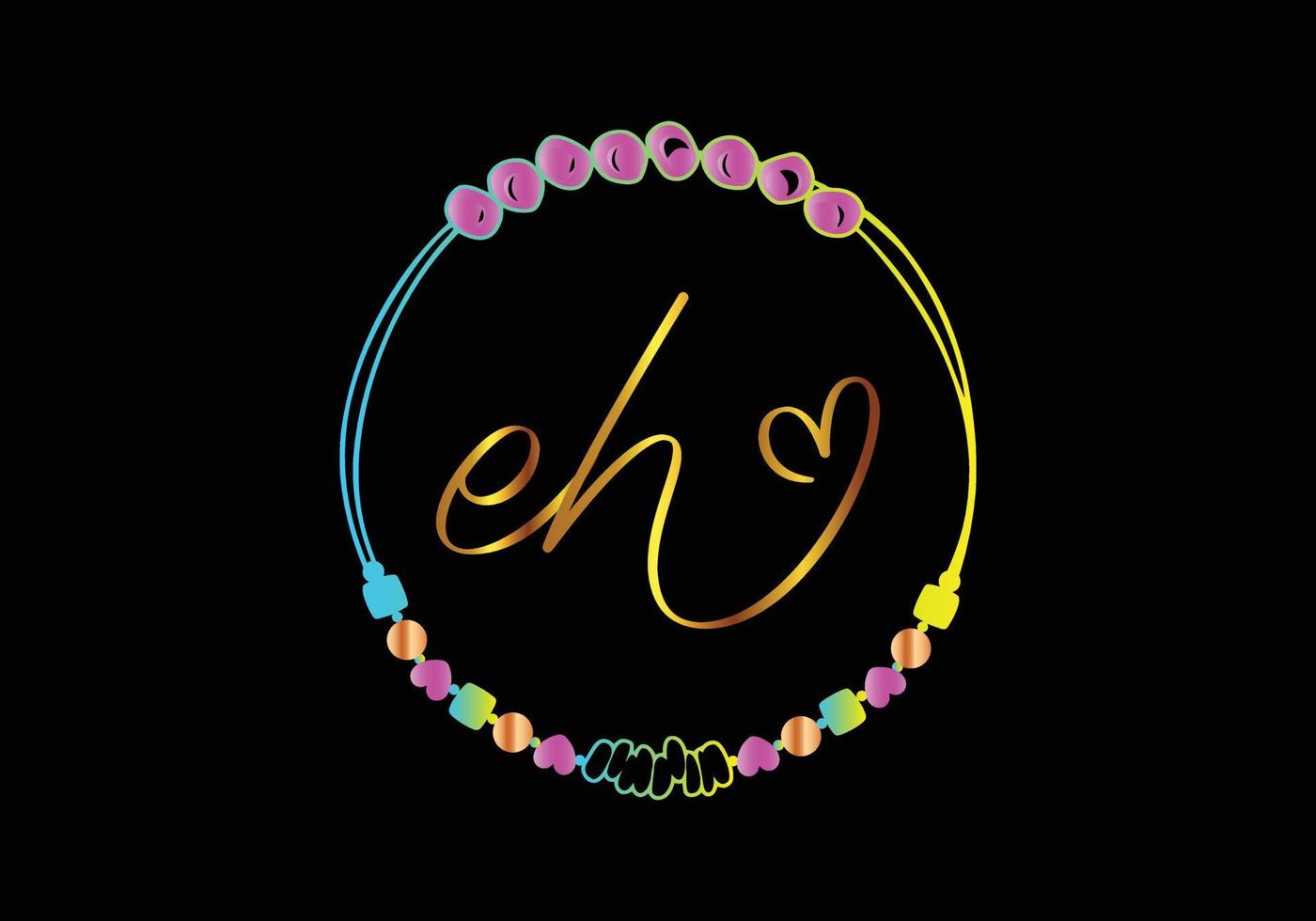 EH Monograms bracelet design, jewelry, wedding vector template