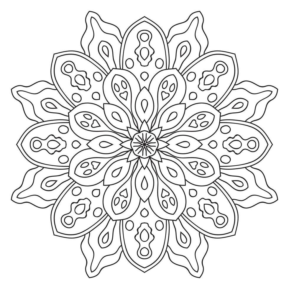 lindo mandala. flor ornamental redonda del doodle aislada en el fondo blanco. ornamento decorativo geométrico en estilo étnico oriental. vector