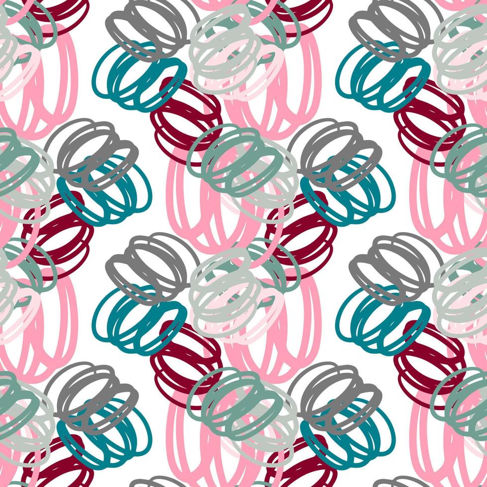 Fantasy messy freehand doodle geometric shapes seamless pattern.  Infinity ditsy scribble abstract card, layout. Creative background. Textile, fabric, wrapping paper. vector
