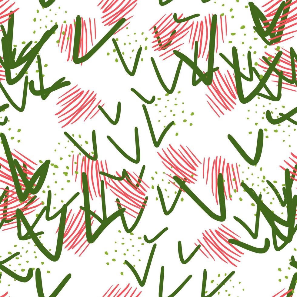 Fantasy messy freehand doodle geometric shapes seamless pattern.  Infinity ditsy scribble abstract card, layout. Creative background. Textile, fabric, wrapping paper. vector