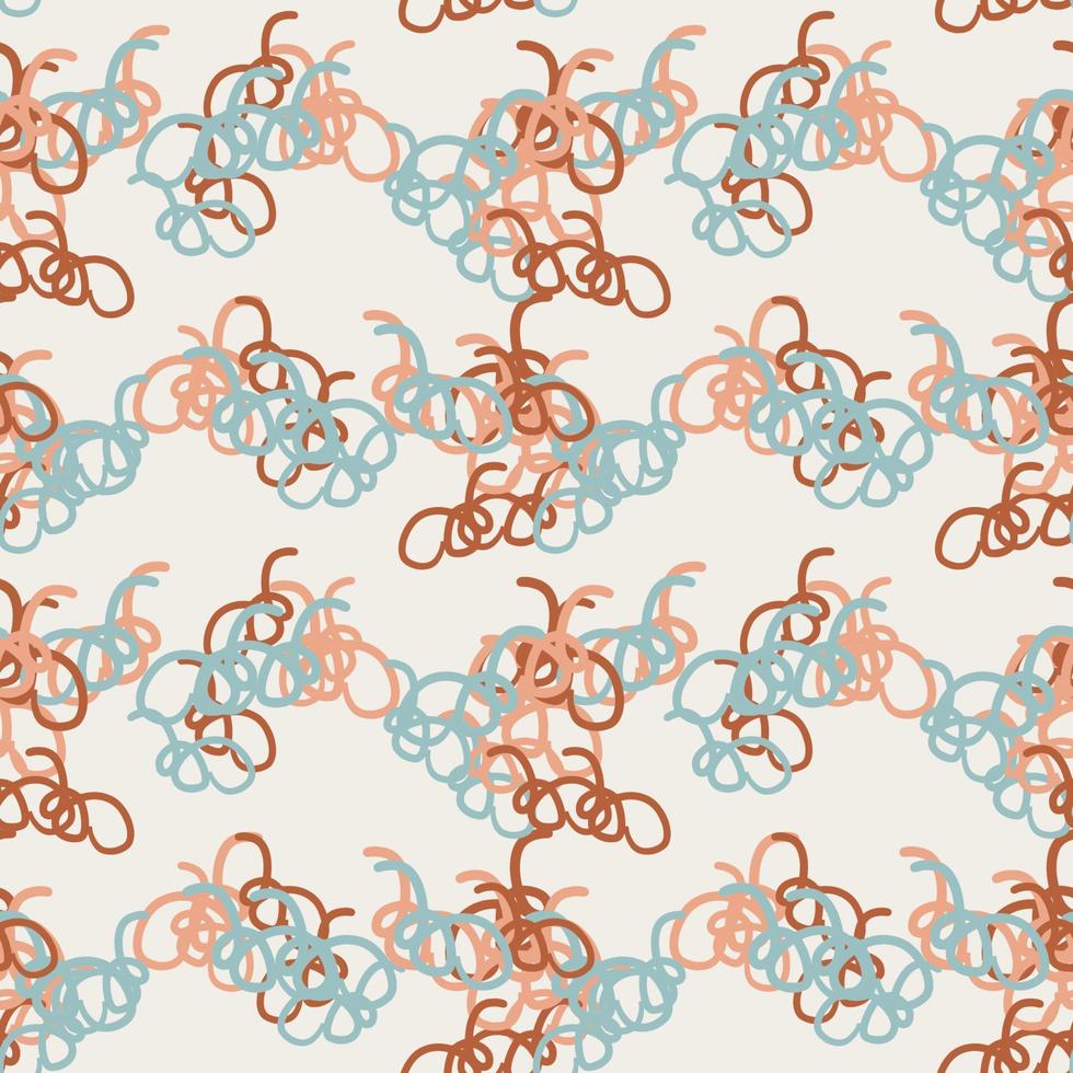 Fantasy messy freehand doodle geometric shapes seamless pattern.  Infinity ditsy scribble abstract card, layout. Creative background. Textile, fabric, wrapping paper. vector