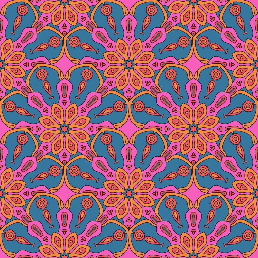 Abstract seamless pattern with mandala flower. Mosaic, tile. Floral background. vector