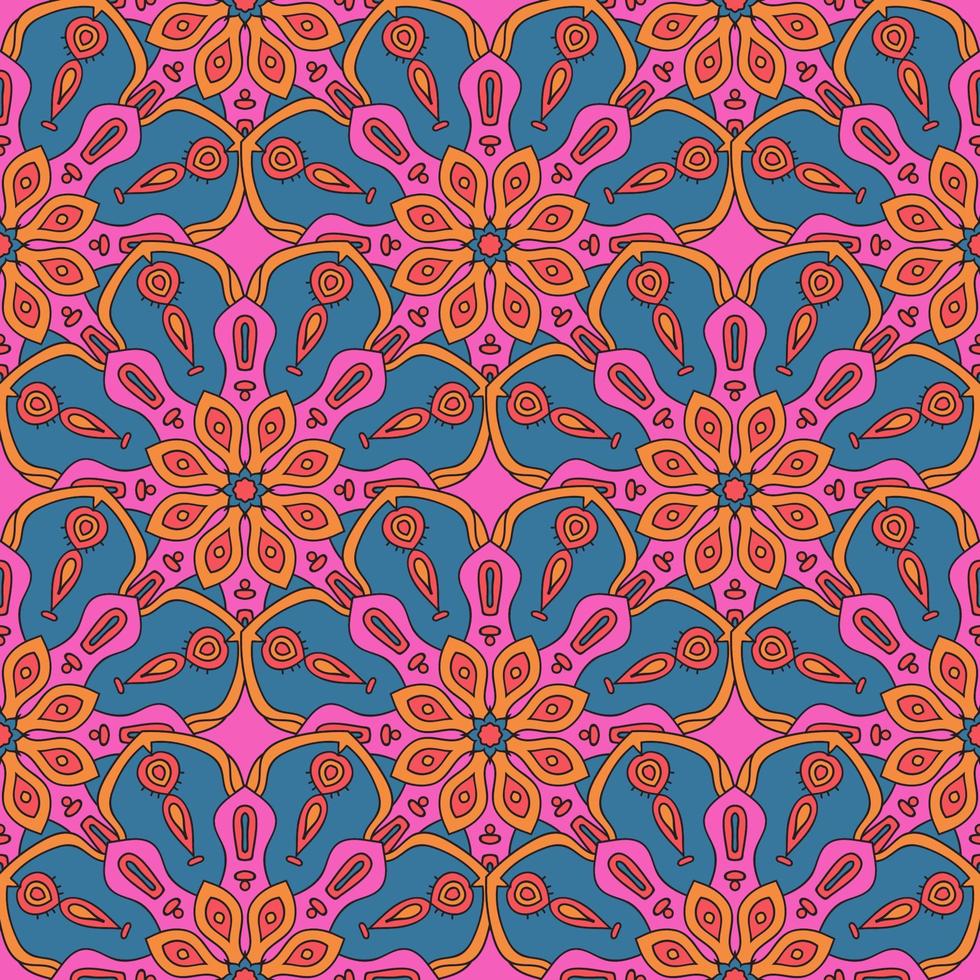 Resumen de patrones sin fisuras con flor de mandala. mosaico, azulejo. fondo floral. vector