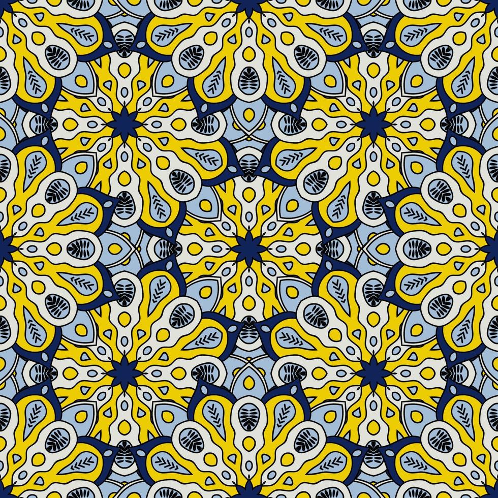 Abstract seamless pattern with mandala flower. Mosaic, tile. Floral background. vector