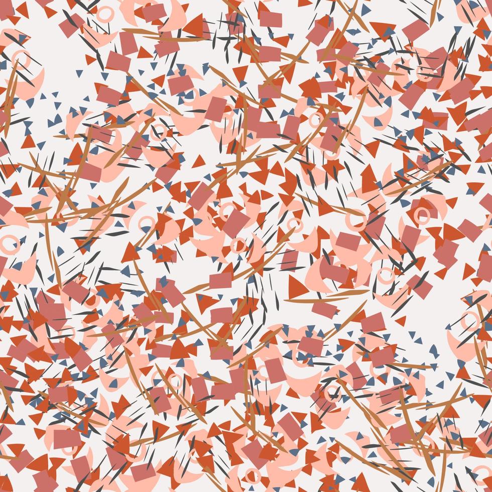 Fantasy messy freehand doodle geometric shapes seamless pattern.  Infinity ditsy scribble abstract card, layout. Creative background. Textile, fabric, wrapping paper. vector