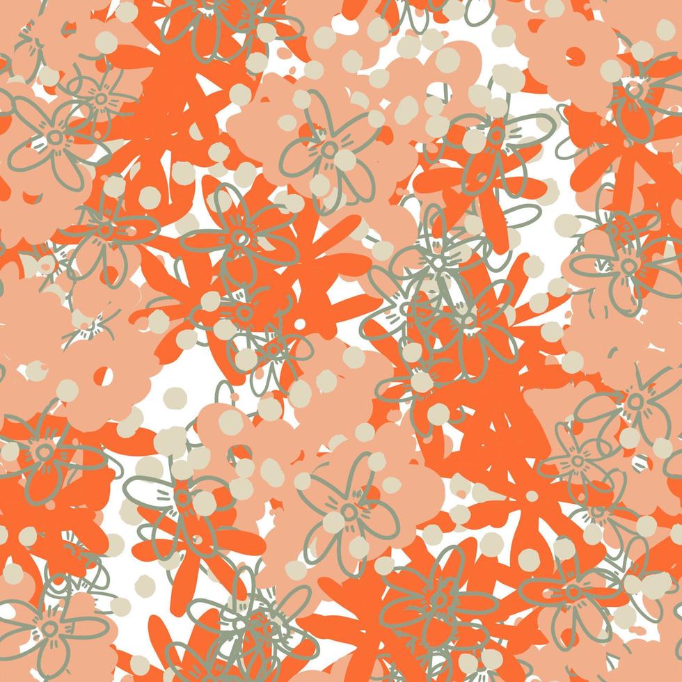 flor de garabato colorido abstracto con patrones sin fisuras de rizos. desordenado fondo floral de fantasía. vector