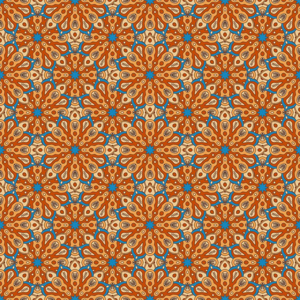 Abstract seamless pattern with mandala flower. Mosaic, tile. Floral background. vector