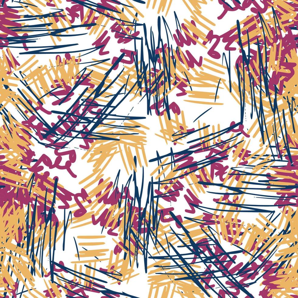 Fantasy messy freehand doodle geometric shapes seamless pattern.  Infinity ditsy scribble abstract card, layout. Creative background. Textile, fabric, wrapping paper. vector