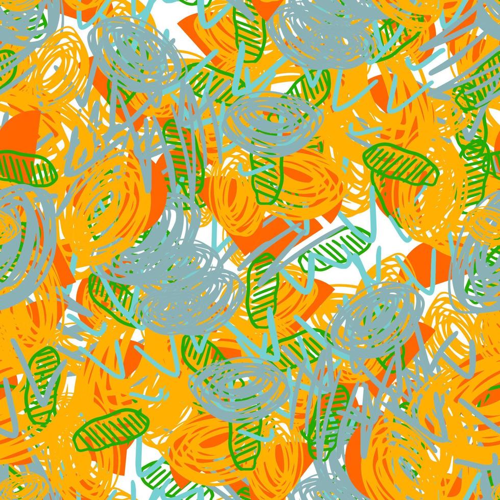 Fantasy messy freehand doodle geometric shapes seamless pattern.  Infinity ditsy scribble abstract card, layout. Creative background. Textile, fabric, wrapping paper. vector